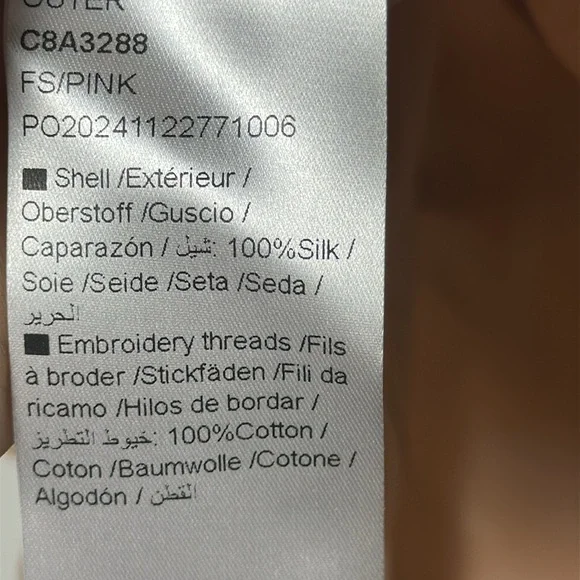 RICH RADI Q'S NEW YORK Silk Peach Embroidered Tie-Neck Blouse Size Medium - Picture 7 of 8